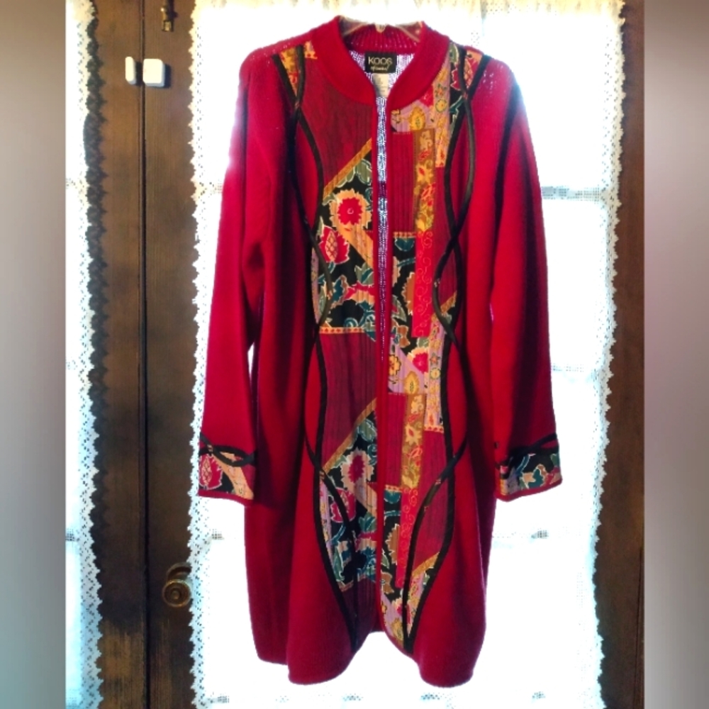 Koos Silk/Wool Knit Open Front Quilted Jacket/Top Set